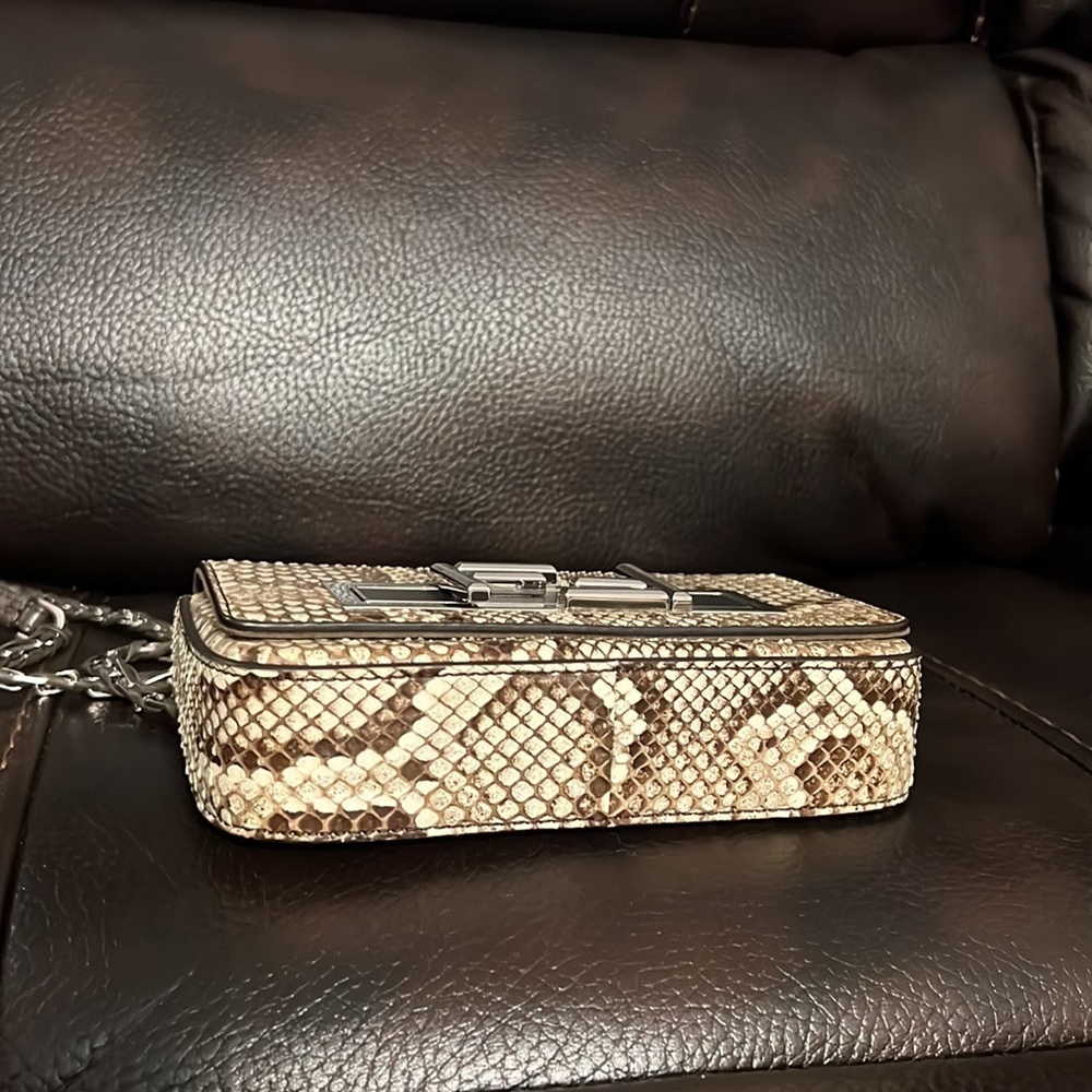 Fendi 3baguette Small Python Leather Chained Cros… - image 6